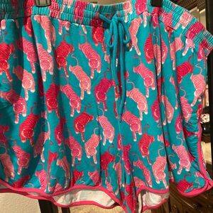 Posh Peanut Pink and Blue Tiger Print Women's Shorts